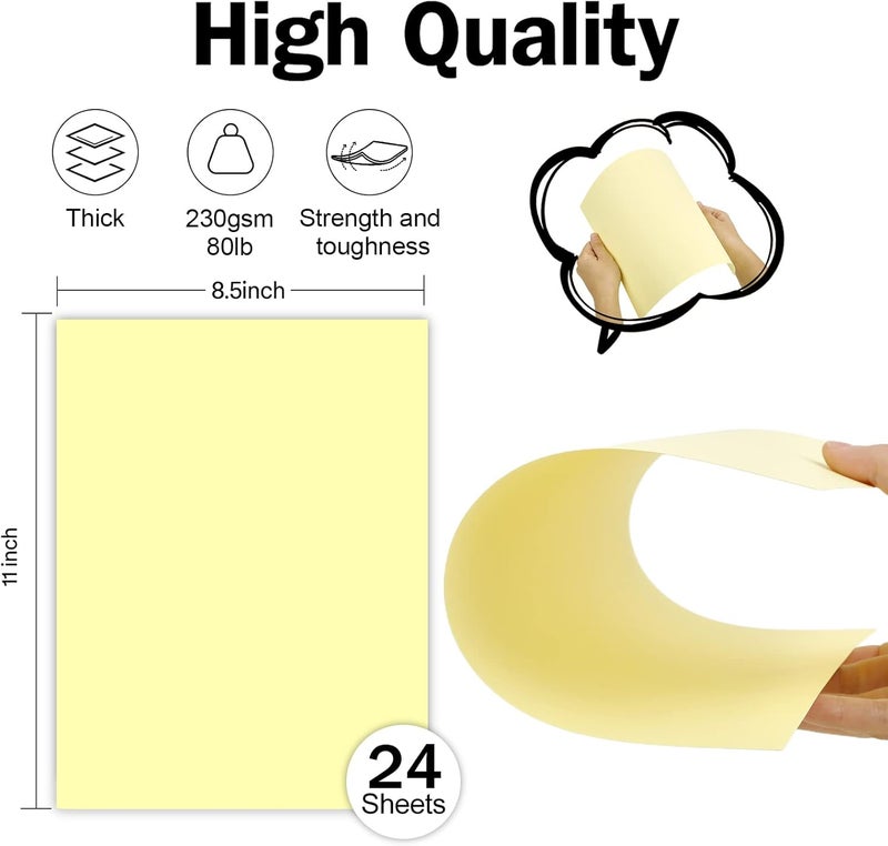 Goefun 24 Sheets Yellow Cardstock 8.5 x 11 Thick Paper, 80lb Card Stock Printer Paper for Invitations, Menus, Wedding, DIY Cards - Image 2
